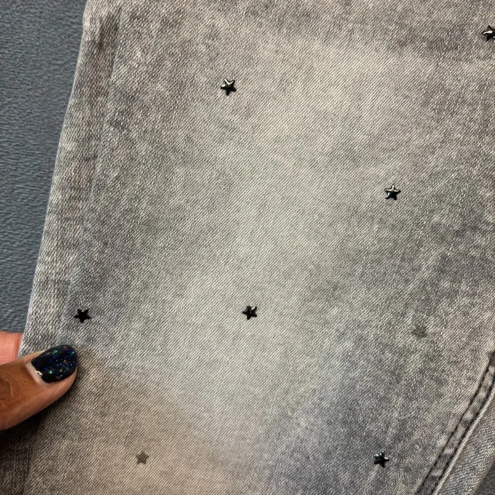 Franki by Francesca’s Girls Gray Star Embellished Jeans Size 14 Y2K Aesthetic